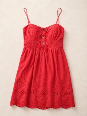 Jodi Kristopher Coral Eyelet Sundress with Button Front / Fits Size Small